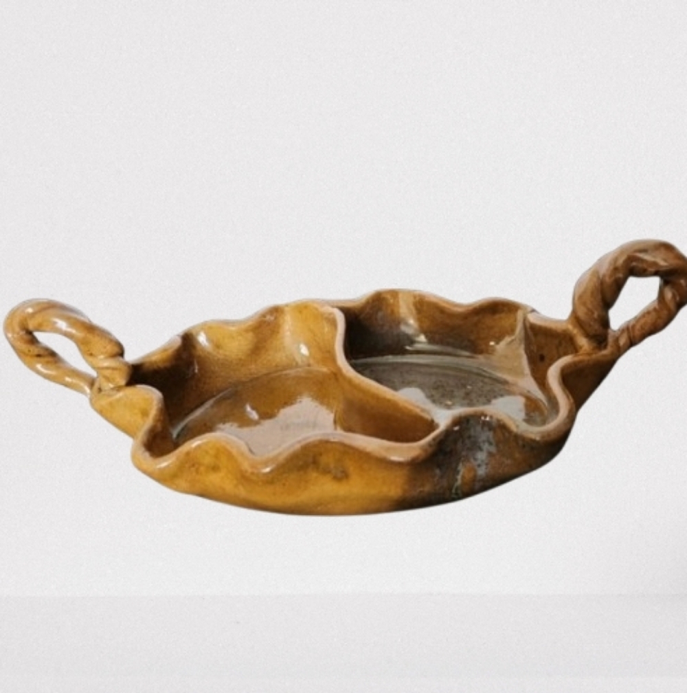 Divided Dish Handmade Clay Glazed